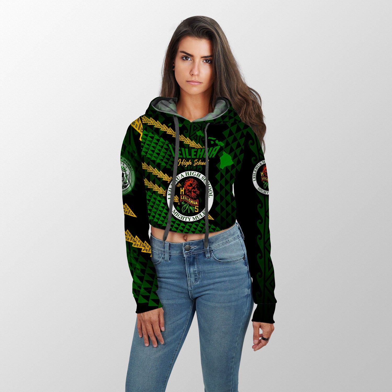 Hawaii Leilehua High School Custom Croptop Hoodie Map Style