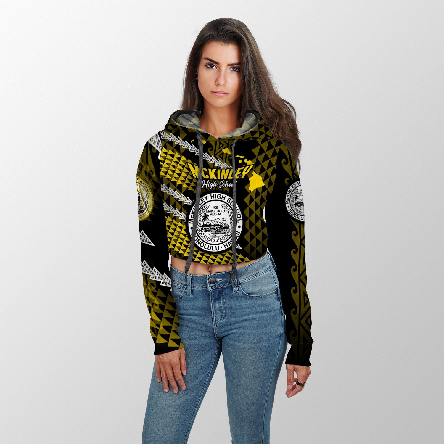 Hawaii President William McKinley High School Custom Croptop Hoodie Map Style