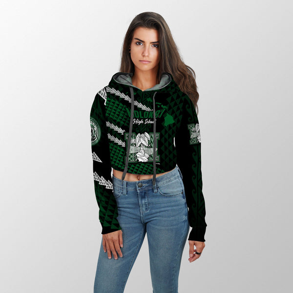 Hawaii Molokai High School Custom Croptop Hoodie Map Style