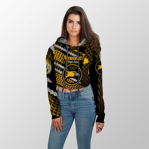 Hawaii Nanakuli High School Custom Croptop Hoodie Map Style