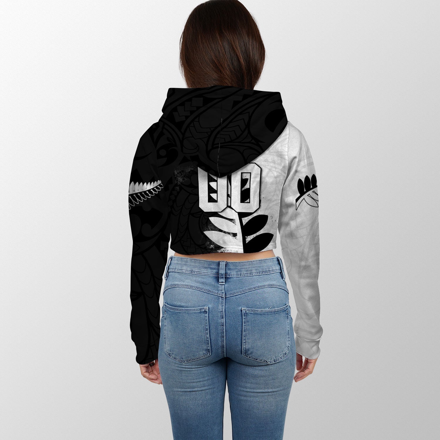 Custom New Zealand Rugby Croptop Hoodie Silver Fern Style