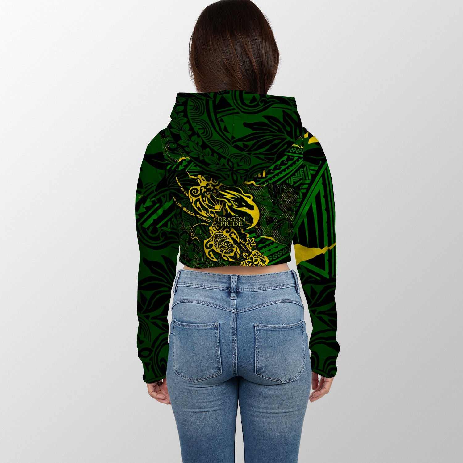 Hawaii Honoka High & Intermediate School Custom Croptop Hoodie Polynesian Turtle Style