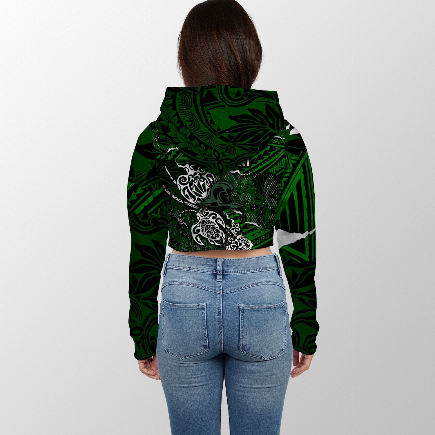 Hawaii Kapaa High School Custom Croptop Hoodie Polynesian Turtle Style