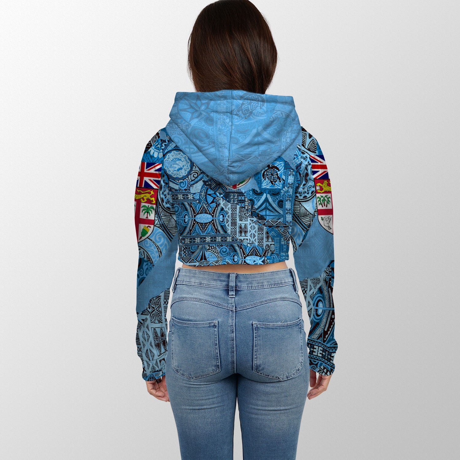 Fiji Flag & Coat Of Arms Croptop Hoodie