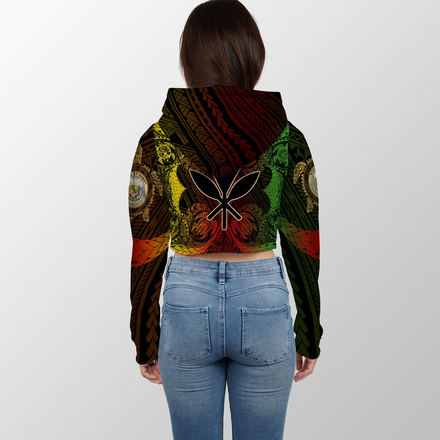 Kanaka Maoli Hawaii Croptop Hoodie Reggae Style