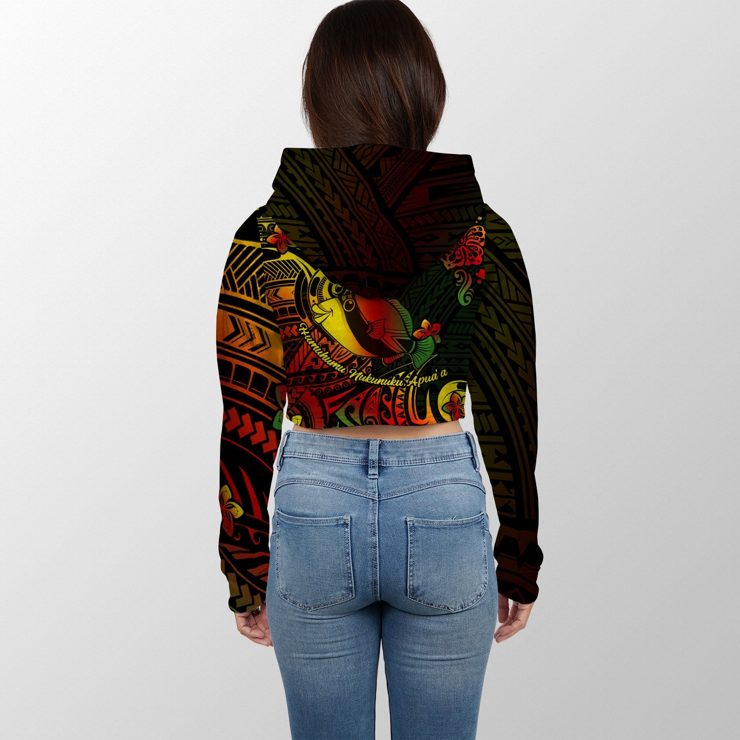 Hawaii Humuhumu Fish Croptop Hoodie Reggae Style