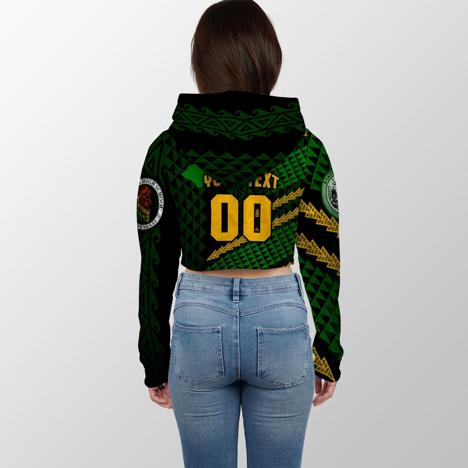 Hawaii Leilehua High School Custom Croptop Hoodie Map Style