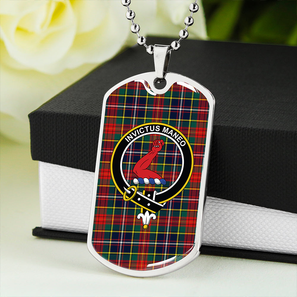 Crozier Modern Clan Badge Classic Tartan Dog Tag Necklace