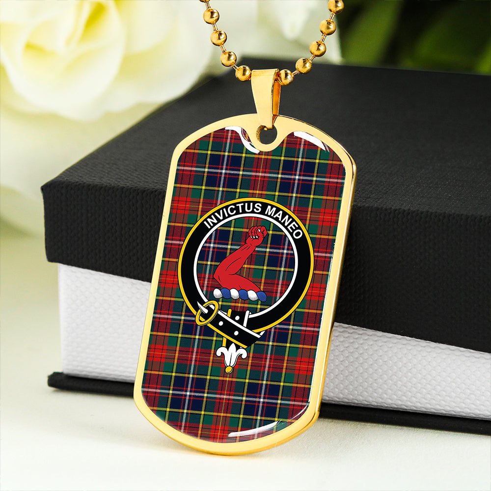 Crozier Modern Clan Badge Classic Tartan Dog Tag Necklace