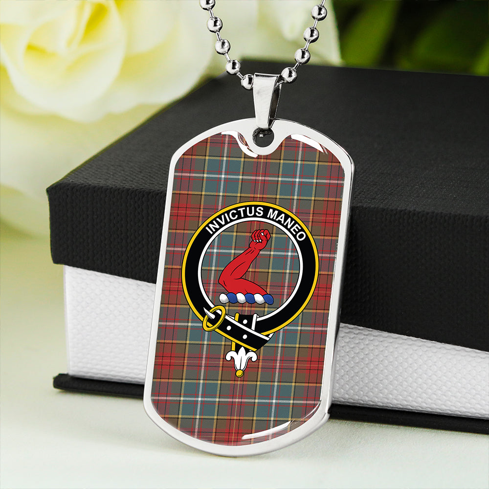 Crozier Weathered Clan Badge Classic Tartan Dog Tag Necklace