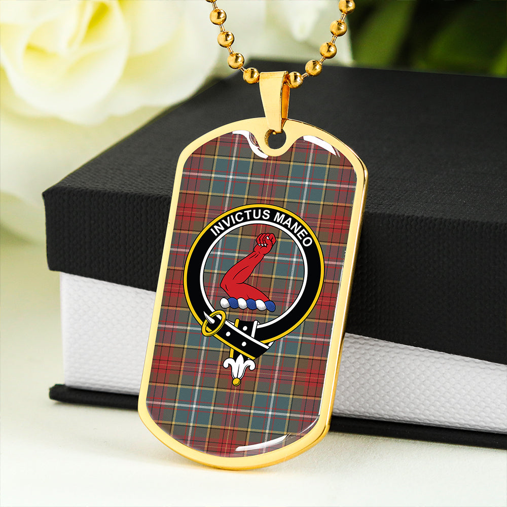 Crozier Weathered Clan Badge Classic Tartan Dog Tag Necklace