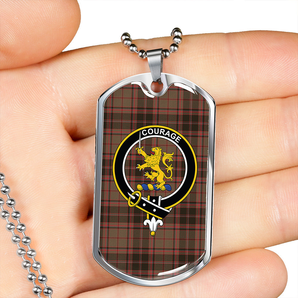 Cumming Hunting (Cumming Glenorchy) Weathered Clan Badge Classic Tartan Dog Tag Necklace