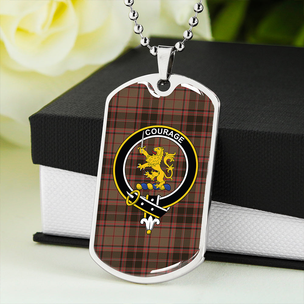 Cumming Hunting (Cumming Glenorchy) Weathered Clan Badge Classic Tartan Dog Tag Necklace
