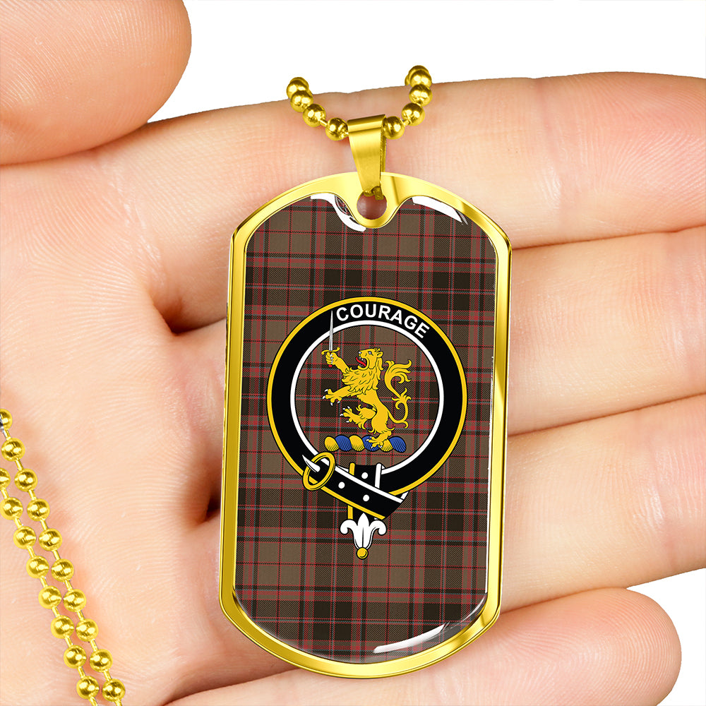 Cumming Hunting (Cumming Glenorchy) Weathered Clan Badge Classic Tartan Dog Tag Necklace