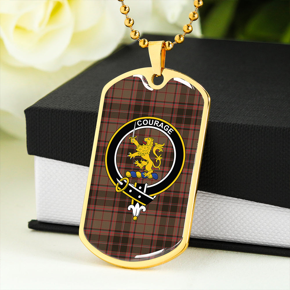 Cumming Hunting (Cumming Glenorchy) Weathered Clan Badge Classic Tartan Dog Tag Necklace