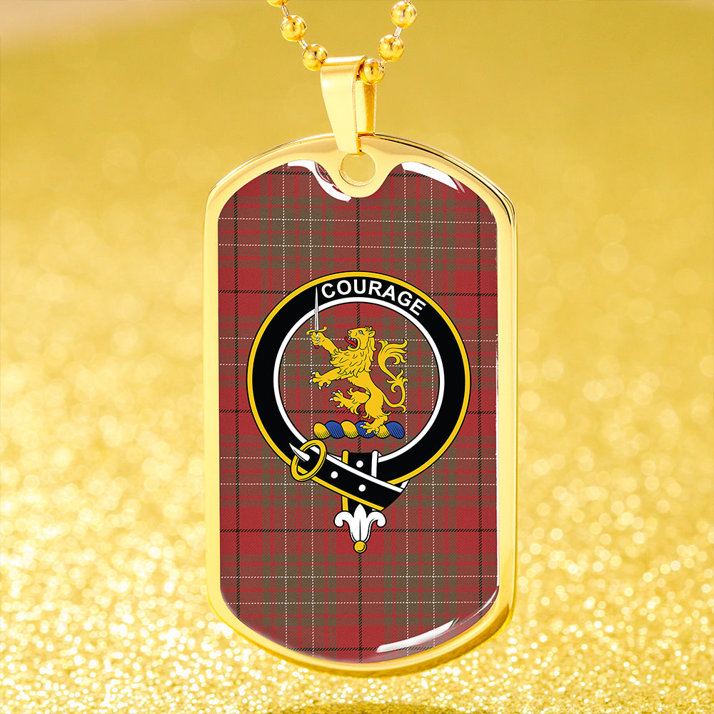 Cumming (MacAulay #2) Weathered Clan Badge Classic Tartan Dog Tag Necklace