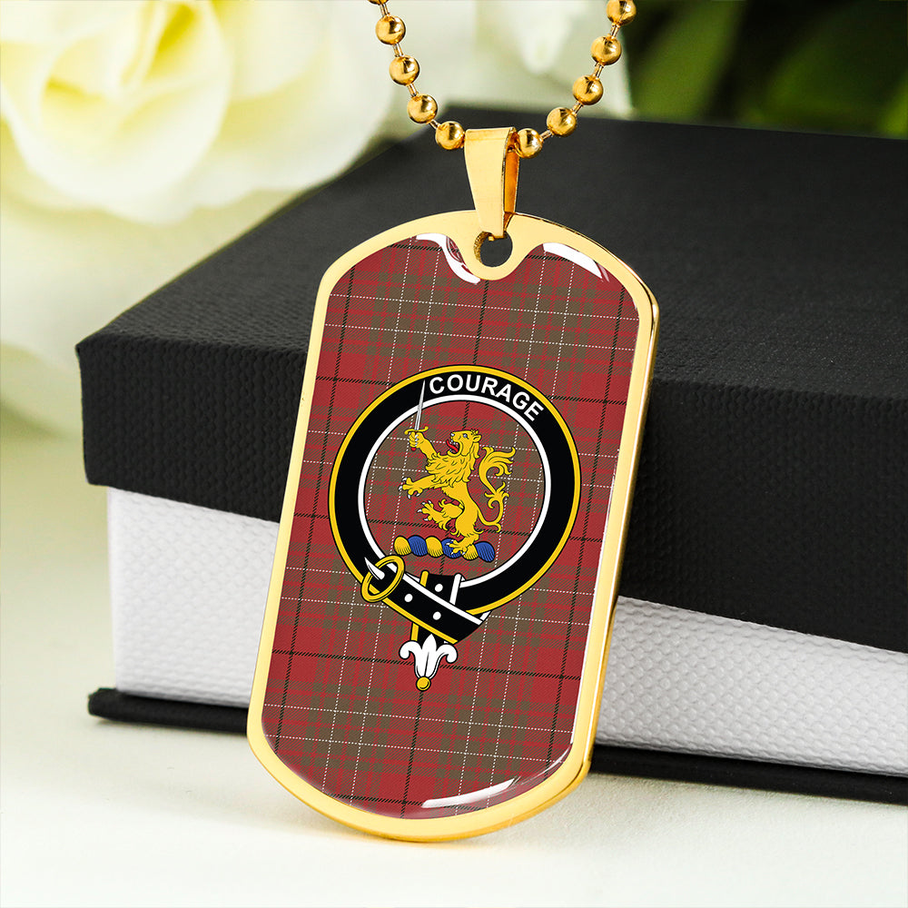 Cumming (MacAulay #2) Weathered Clan Badge Classic Tartan Dog Tag Necklace