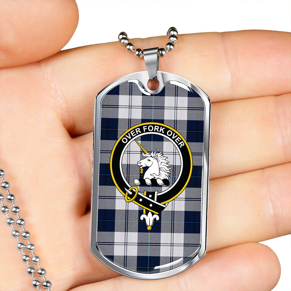 Cunningham Dress Dance Blue Clan Badge Classic Tartan Dog Tag Necklace