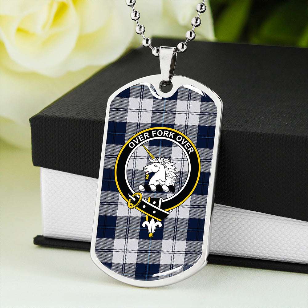 Cunningham Dress Dance Blue Clan Badge Classic Tartan Dog Tag Necklace
