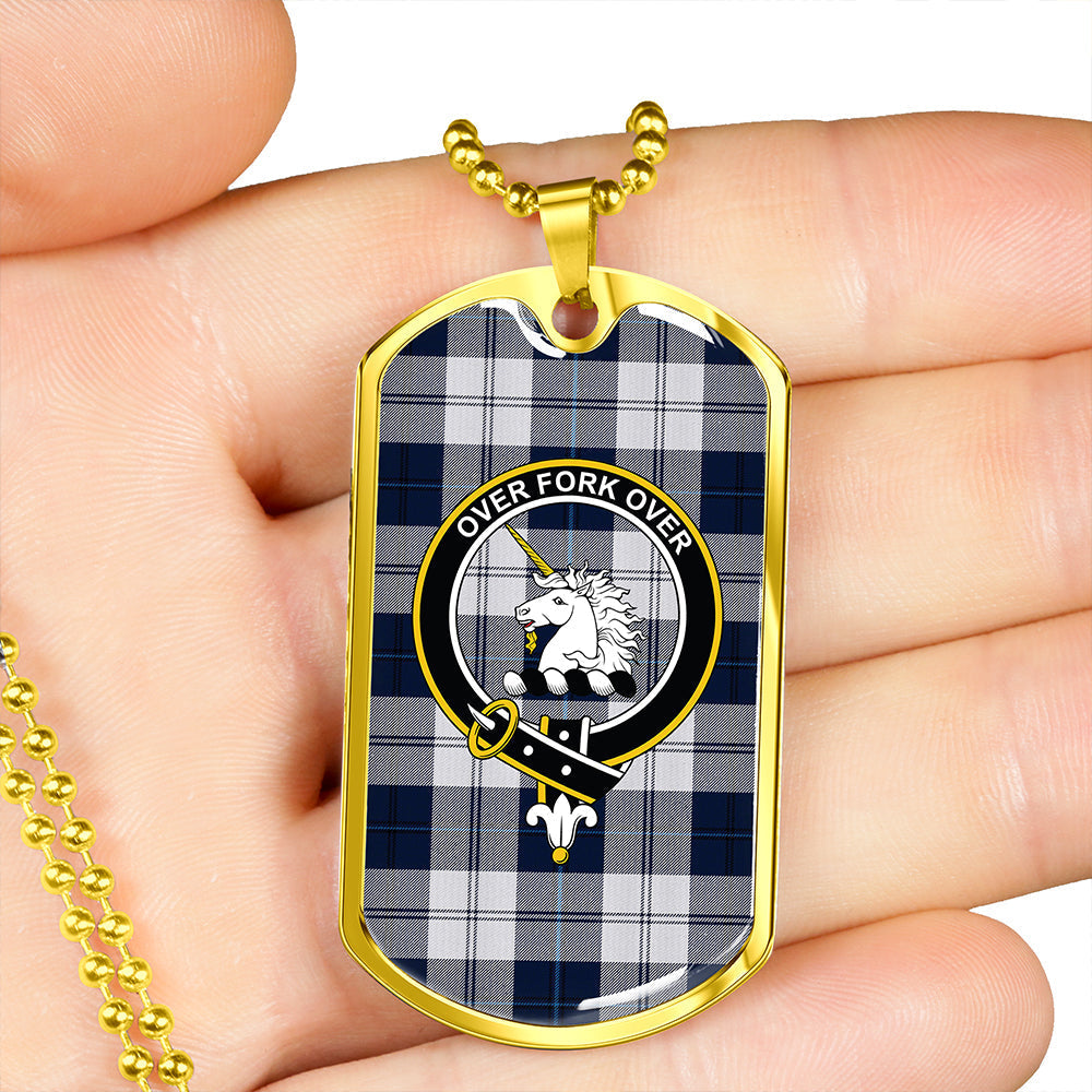 Cunningham Dress Dance Blue Clan Badge Classic Tartan Dog Tag Necklace