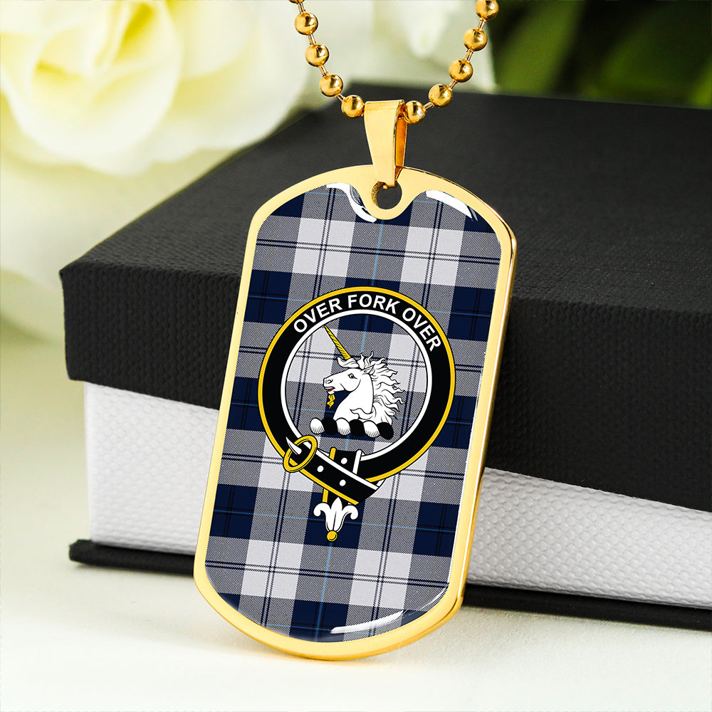 Cunningham Dress Dance Blue Clan Badge Classic Tartan Dog Tag Necklace