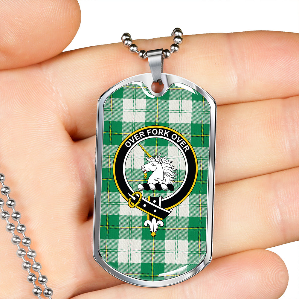 Cunningham Dress Green Clan Badge Classic Tartan Dog Tag Necklace