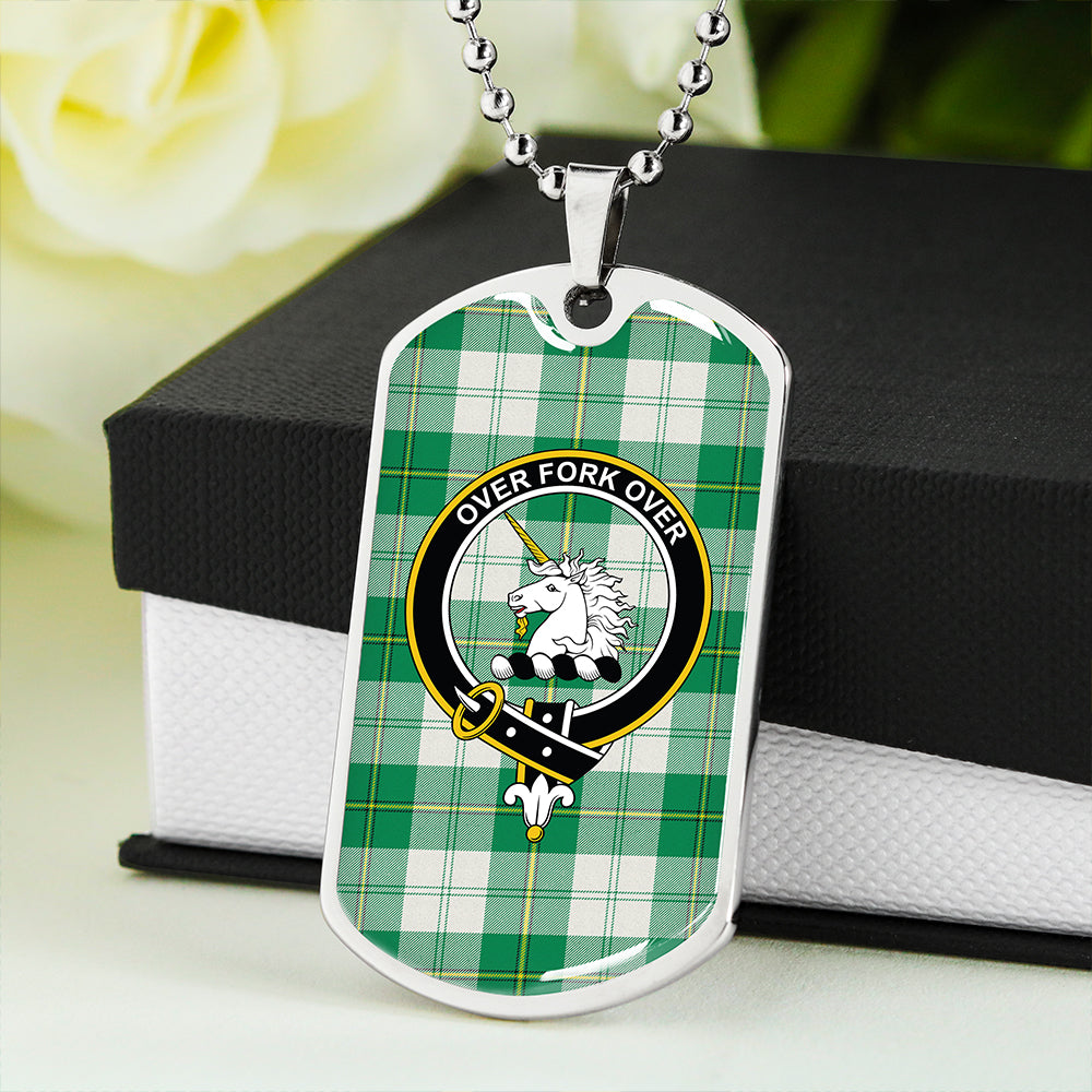Cunningham Dress Green Clan Badge Classic Tartan Dog Tag Necklace