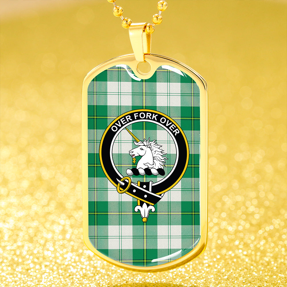 Cunningham Dress Green Clan Badge Classic Tartan Dog Tag Necklace