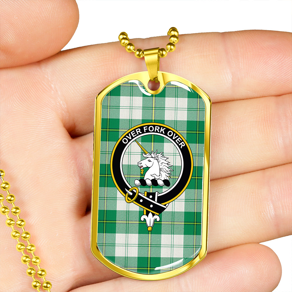 Cunningham Dress Green Clan Badge Classic Tartan Dog Tag Necklace