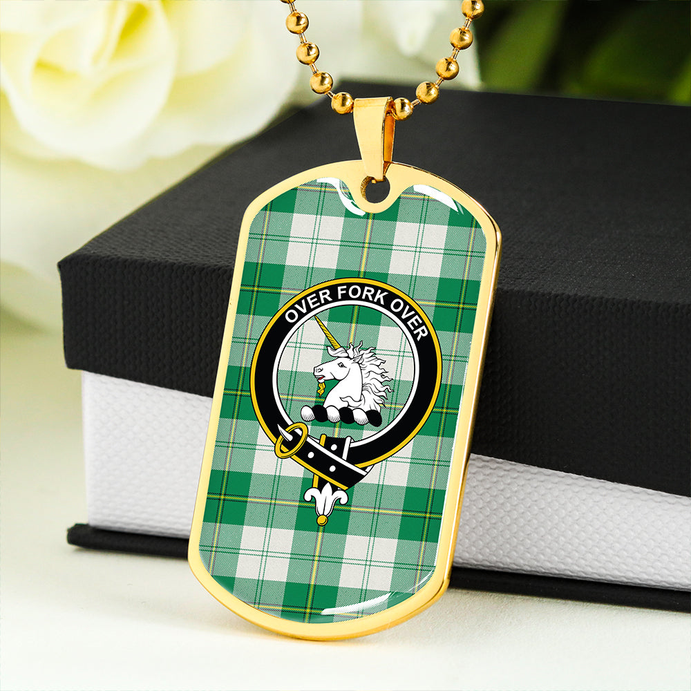 Cunningham Dress Green Clan Badge Classic Tartan Dog Tag Necklace
