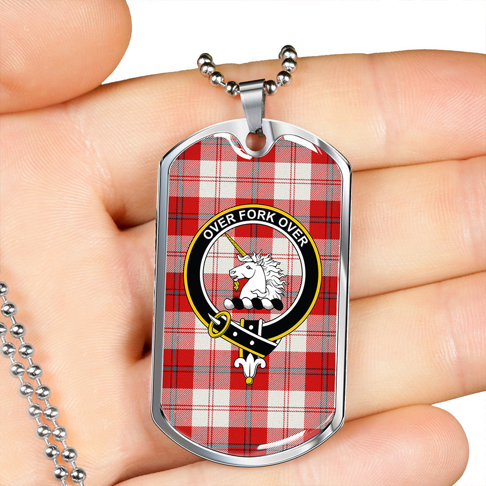 Cunningham Dress Red Clan Badge Classic Tartan Dog Tag Necklace