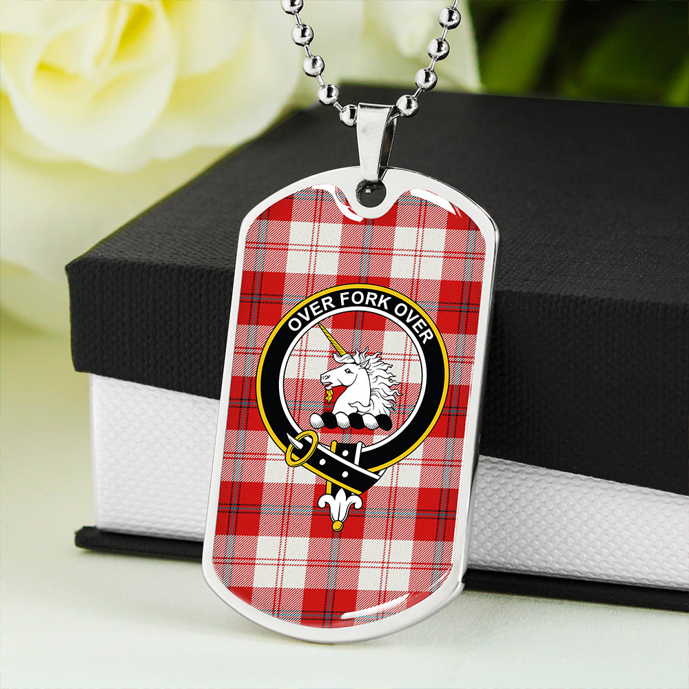 Cunningham Dress Red Clan Badge Classic Tartan Dog Tag Necklace