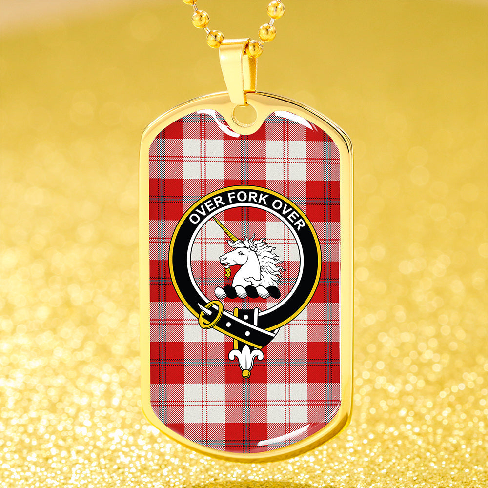 Cunningham Dress Red Clan Badge Classic Tartan Dog Tag Necklace