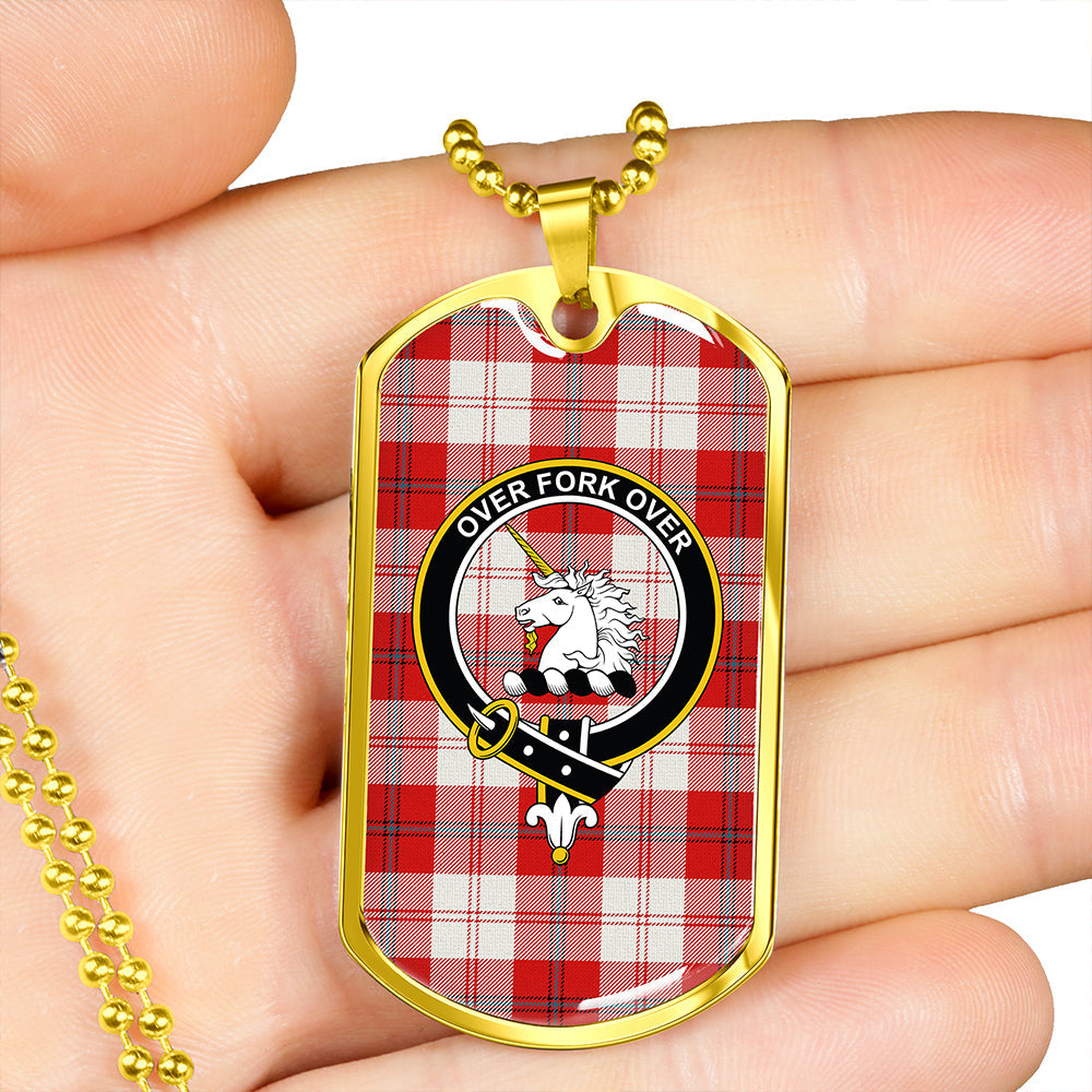 Cunningham Dress Red Clan Badge Classic Tartan Dog Tag Necklace