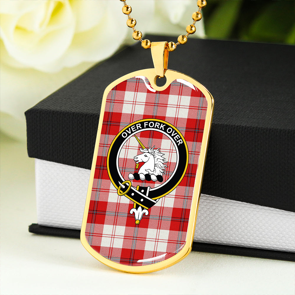 Cunningham Dress Red Clan Badge Classic Tartan Dog Tag Necklace