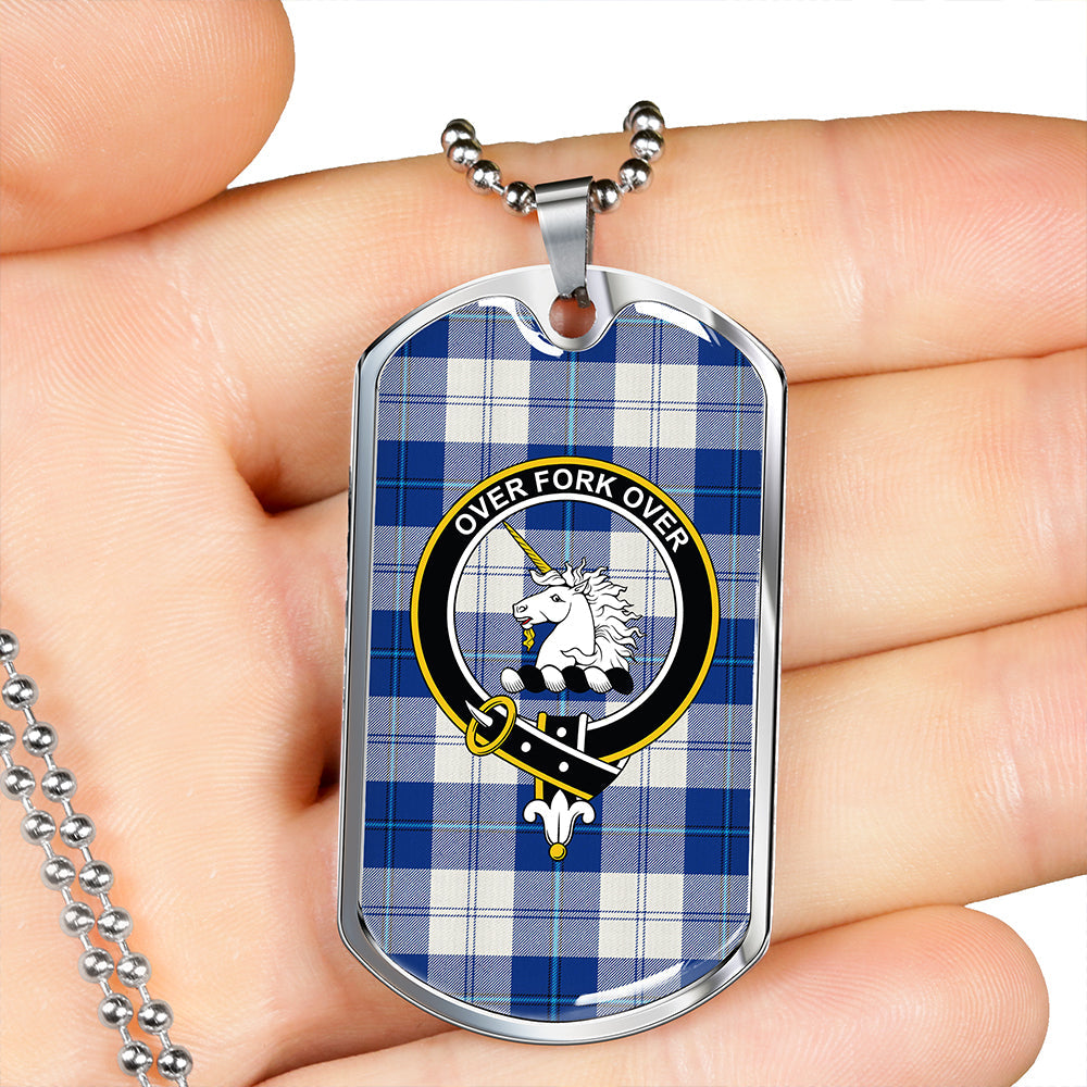 Cunningham Dress Royal Blue Clan Badge Classic Tartan Dog Tag Necklace