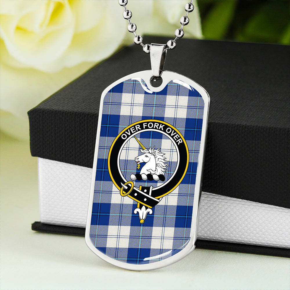 Cunningham Dress Royal Blue Clan Badge Classic Tartan Dog Tag Necklace
