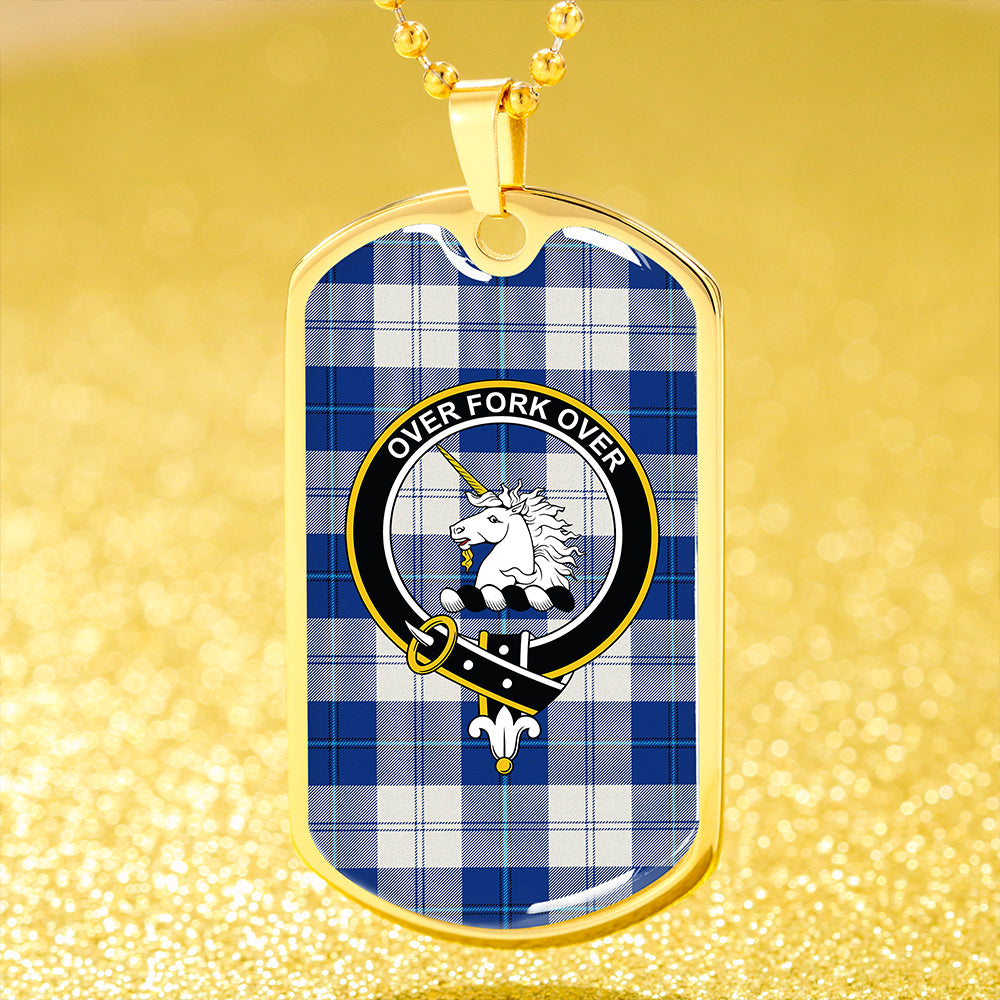 Cunningham Dress Royal Blue Clan Badge Classic Tartan Dog Tag Necklace