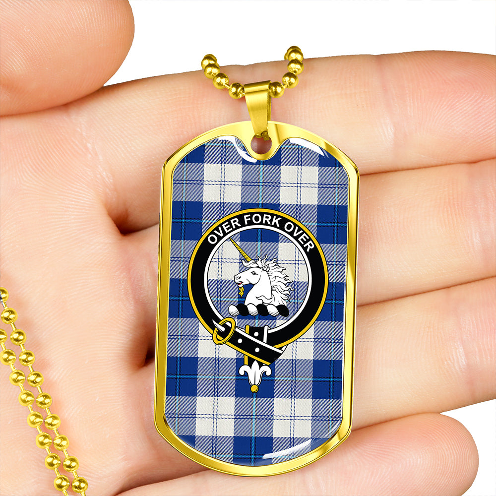 Cunningham Dress Royal Blue Clan Badge Classic Tartan Dog Tag Necklace
