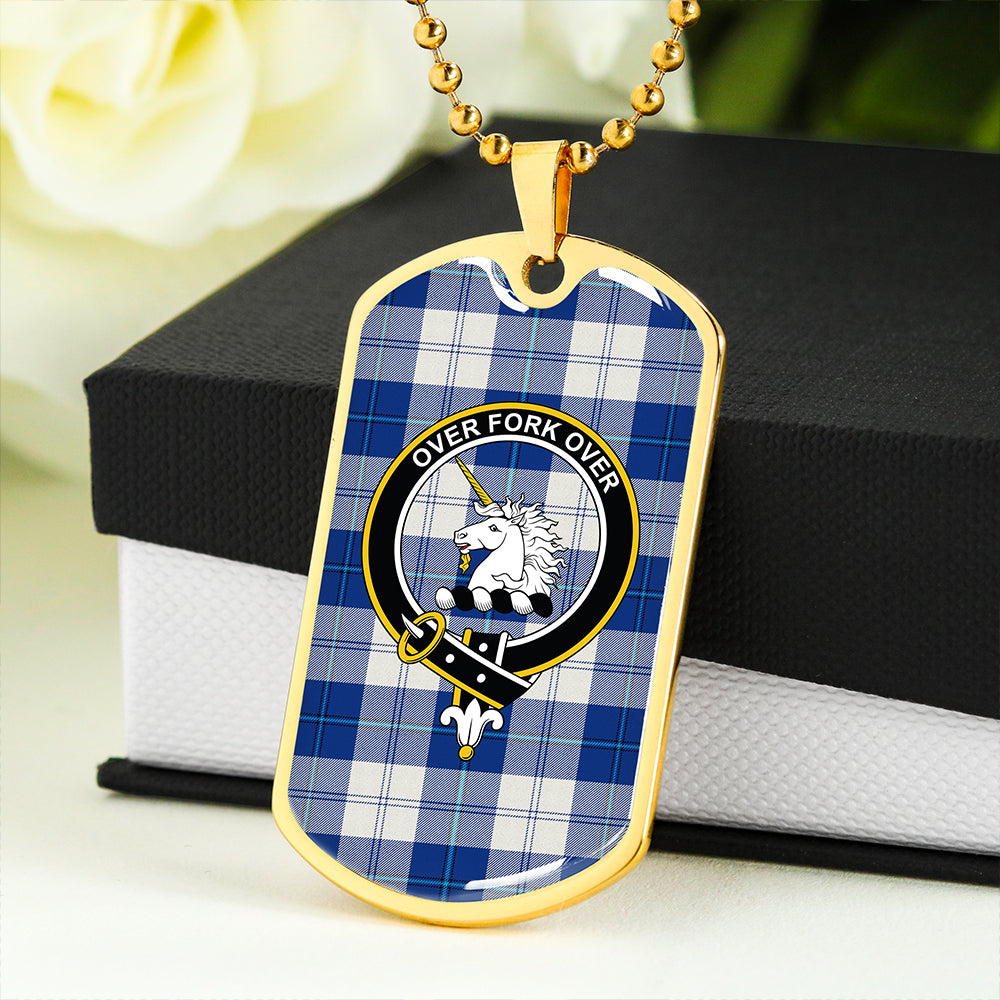 Cunningham Dress Royal Blue Clan Badge Classic Tartan Dog Tag Necklace