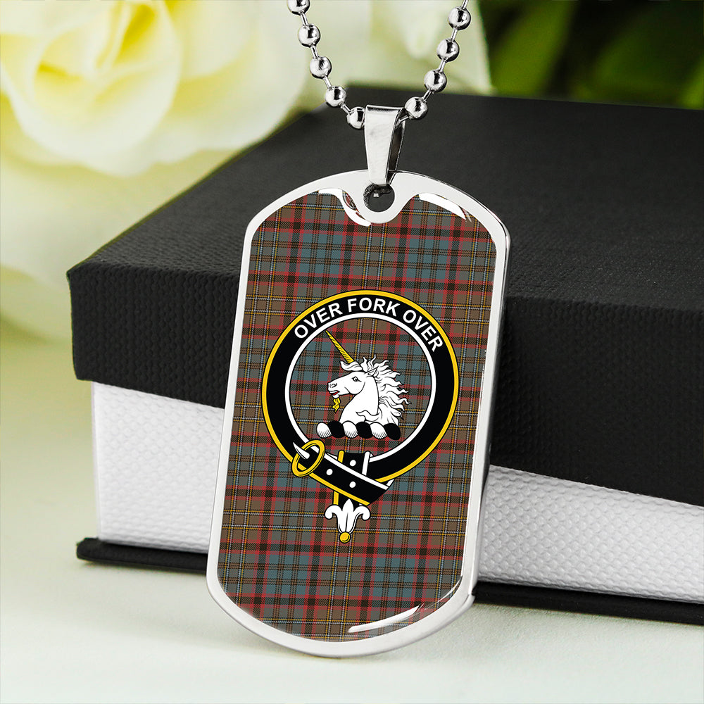 Cunningham Hunting (MacNicol Hunting #2) Weathered Clan Badge Classic Tartan Dog Tag Necklace