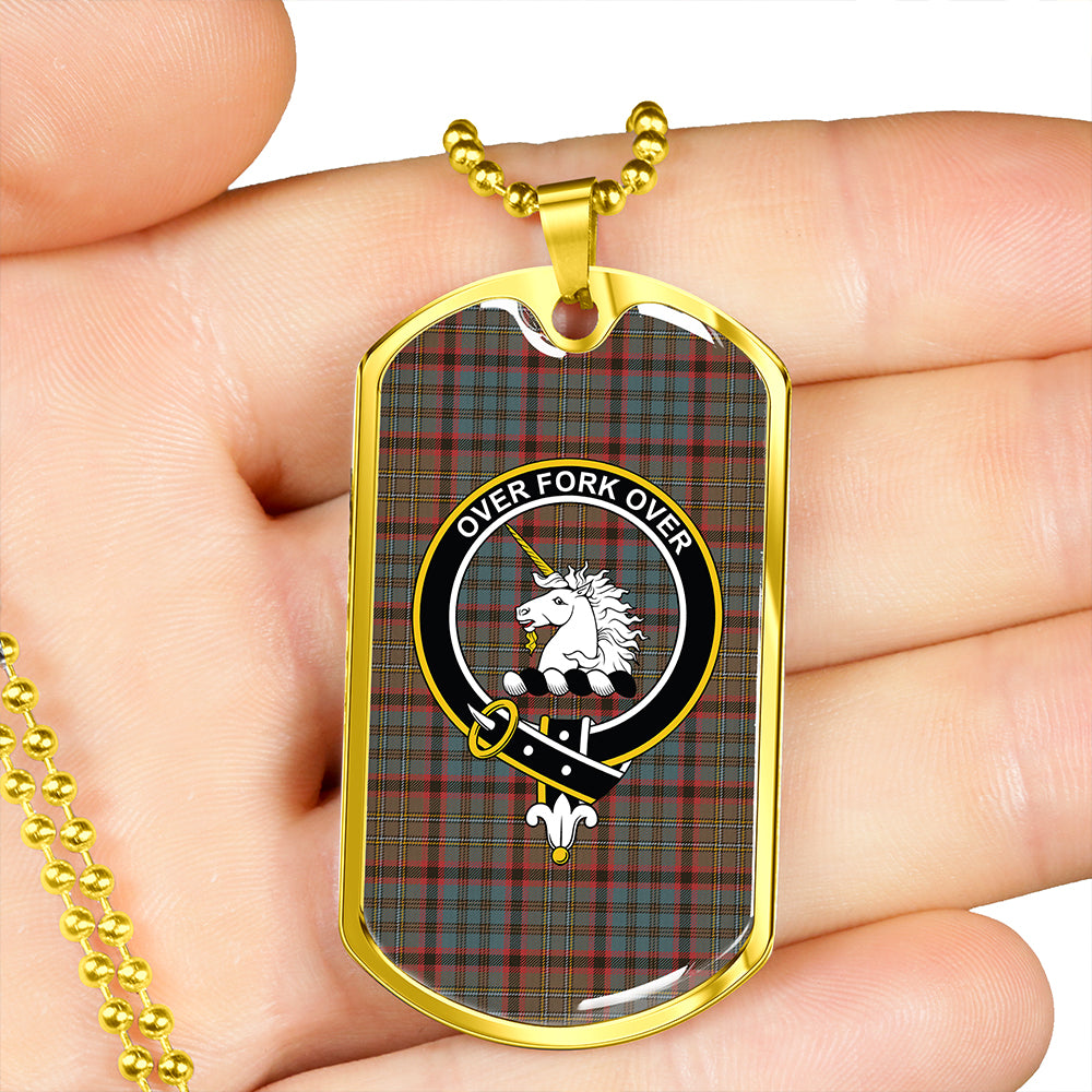 Cunningham Hunting (MacNicol Hunting #2) Weathered Clan Badge Classic Tartan Dog Tag Necklace