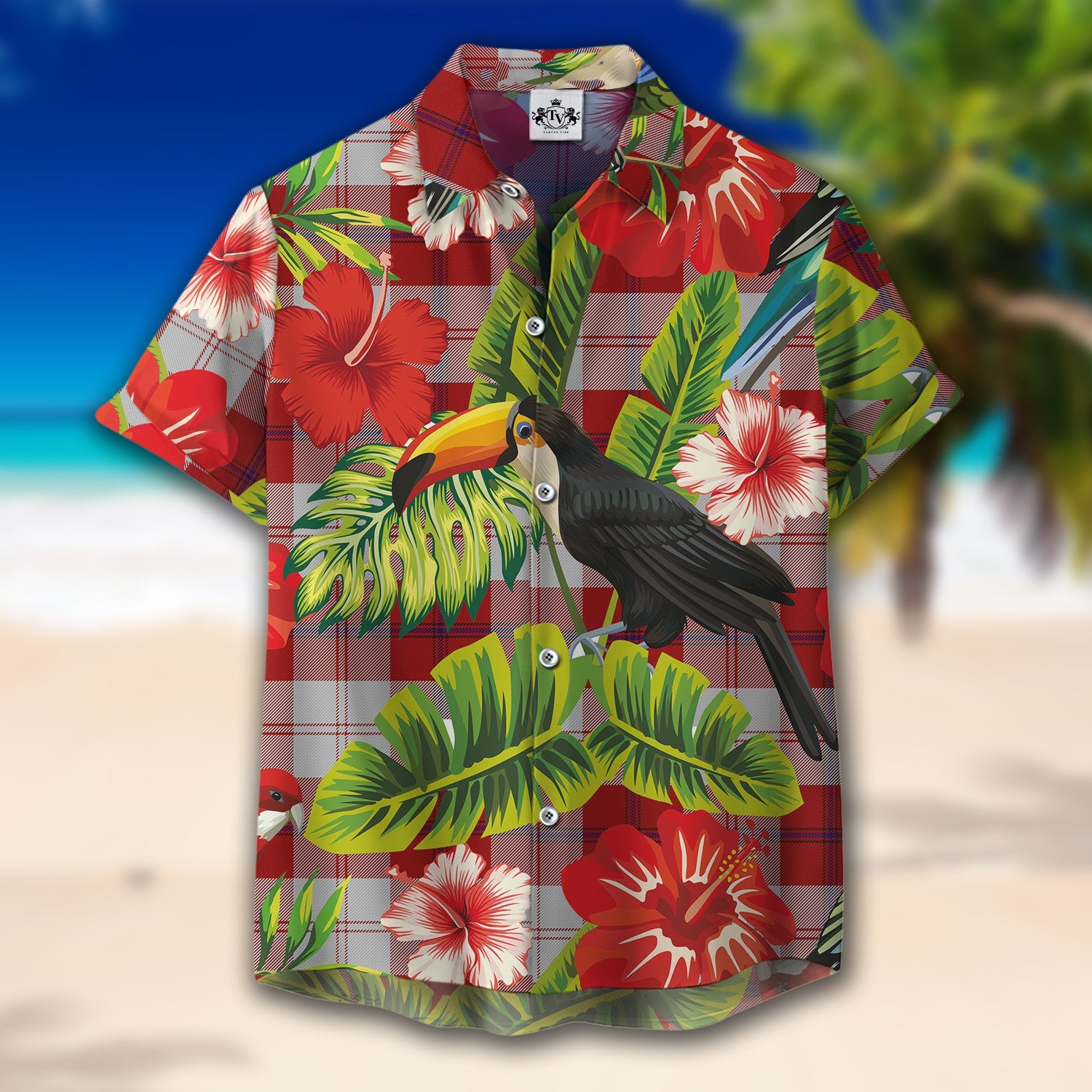 Scottish Tartan Cunningham Dress Clan Hawaiian Shirt Hibiscus - Tropical Garden Style