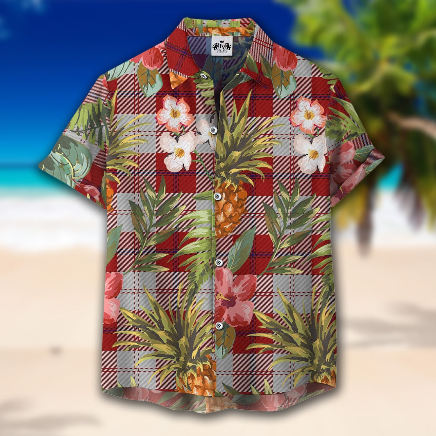 Scottish Tartan Cunningham Dress Clan Hawaiian Shirt Hibiscus - Tropical Garden Style