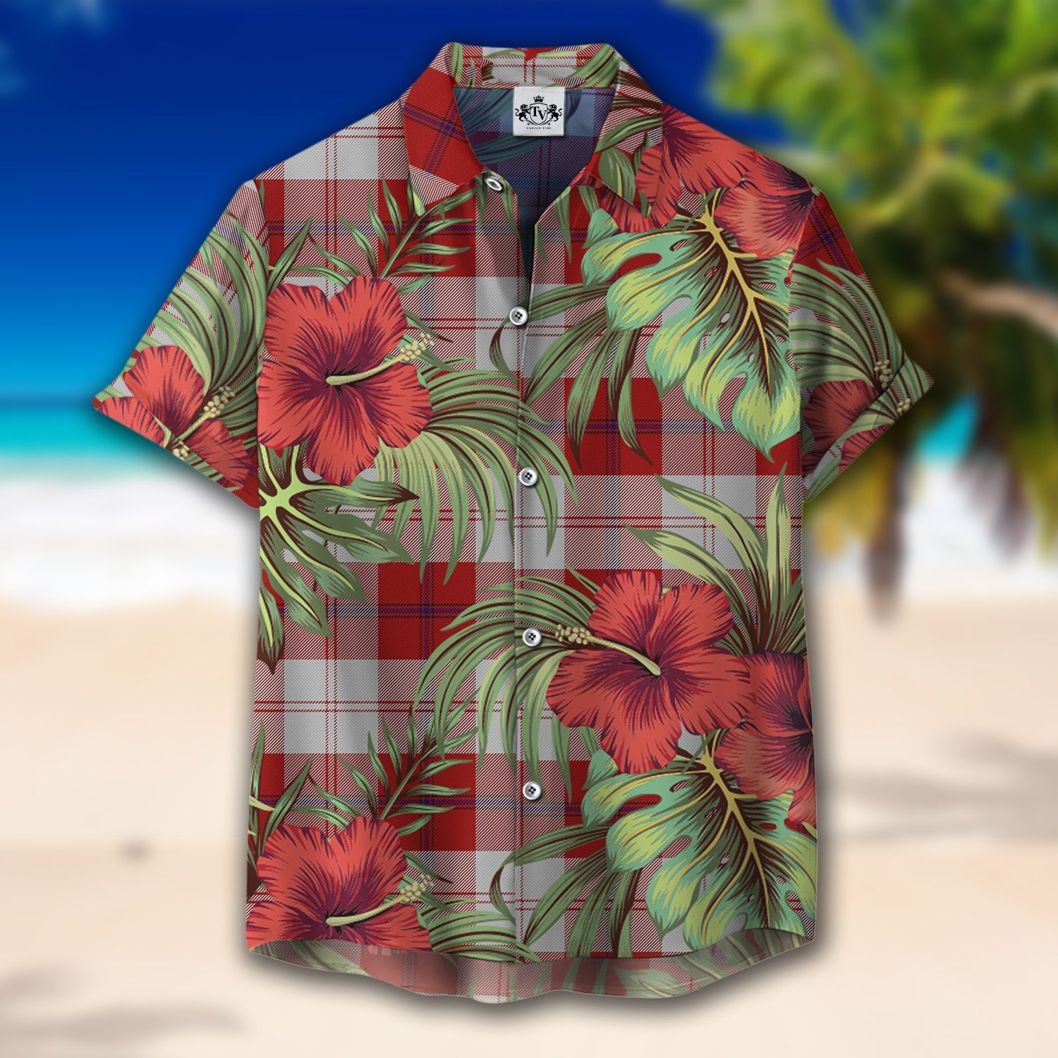 Scottish Tartan Cunningham Dress Clan Hawaiian Shirt Hibiscus - Tropical Garden Style