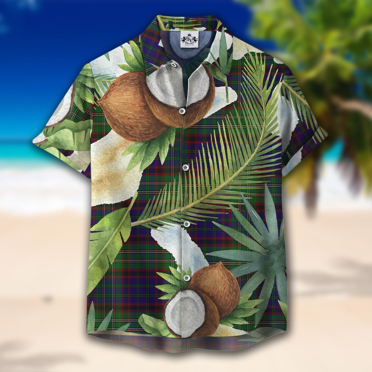 Scottish Tartan Cunningham Hunting Clan Hawaiian Shirt Hibiscus - Tropical Garden Style