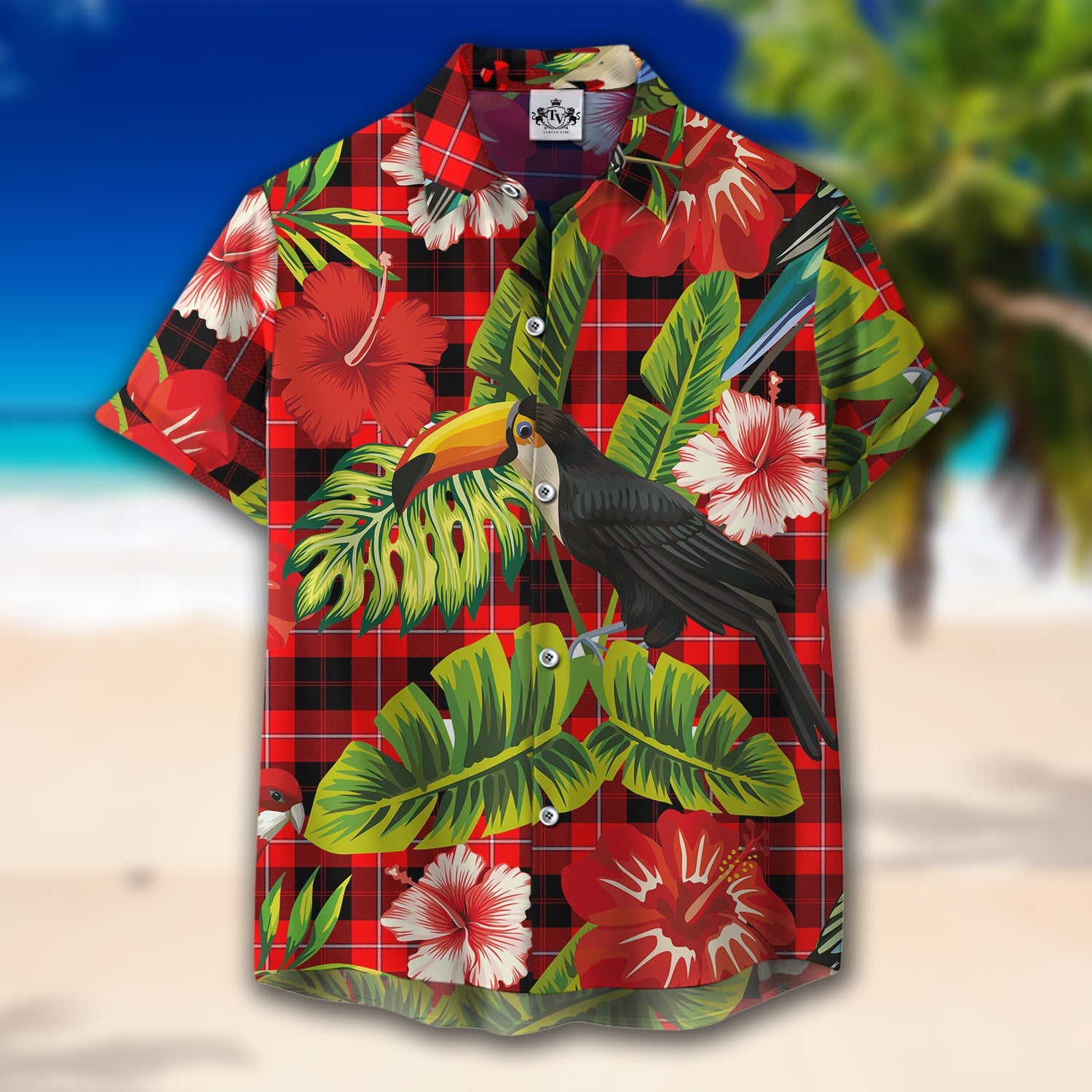 Scottish Tartan Cunningham Modern Clan Hawaiian Shirt Hibiscus - Tropical Garden Style