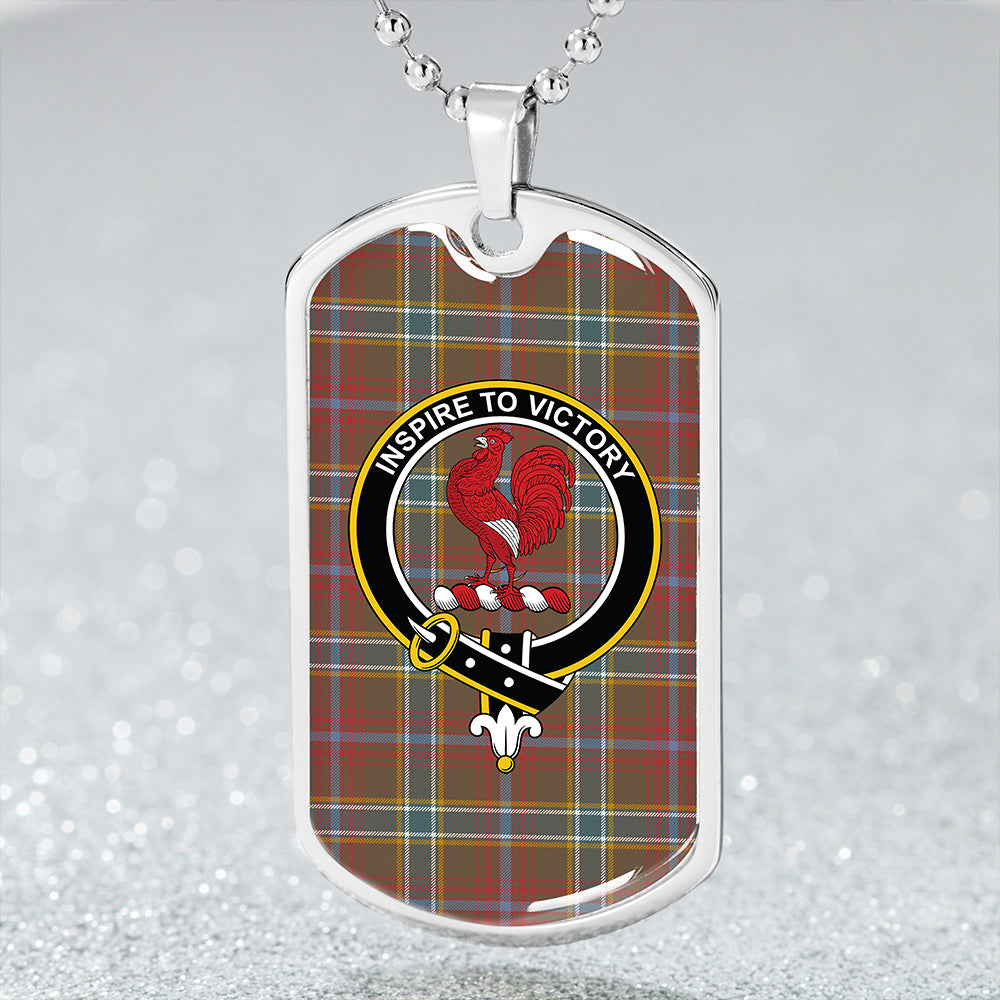 Currie of Arran Weathered Clan Badge Classic Tartan Dog Tag Necklace