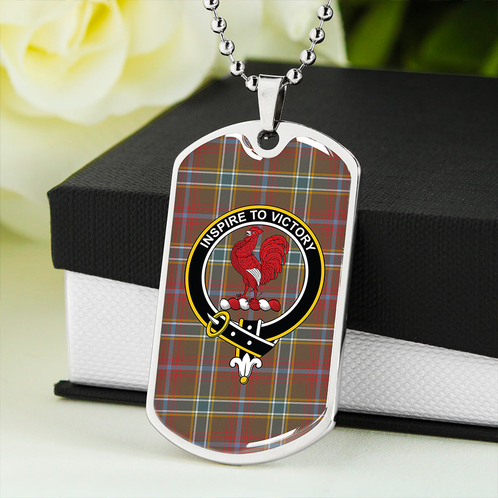 Currie of Arran Weathered Clan Badge Classic Tartan Dog Tag Necklace