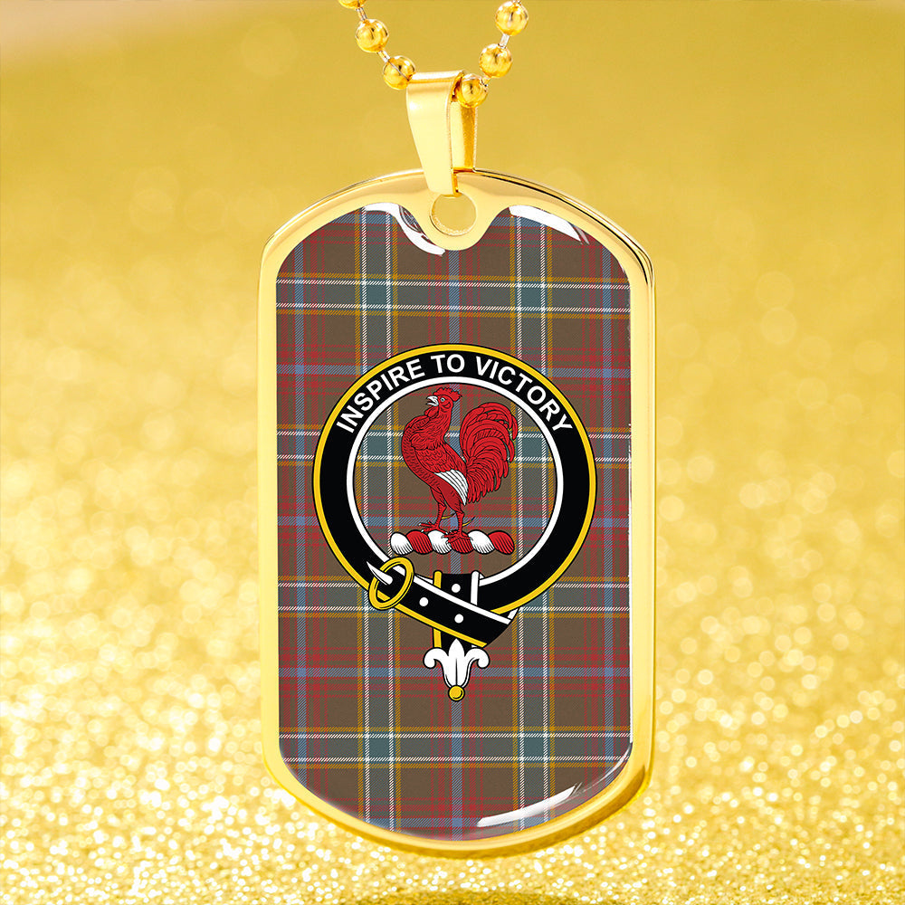 Currie of Arran Weathered Clan Badge Classic Tartan Dog Tag Necklace